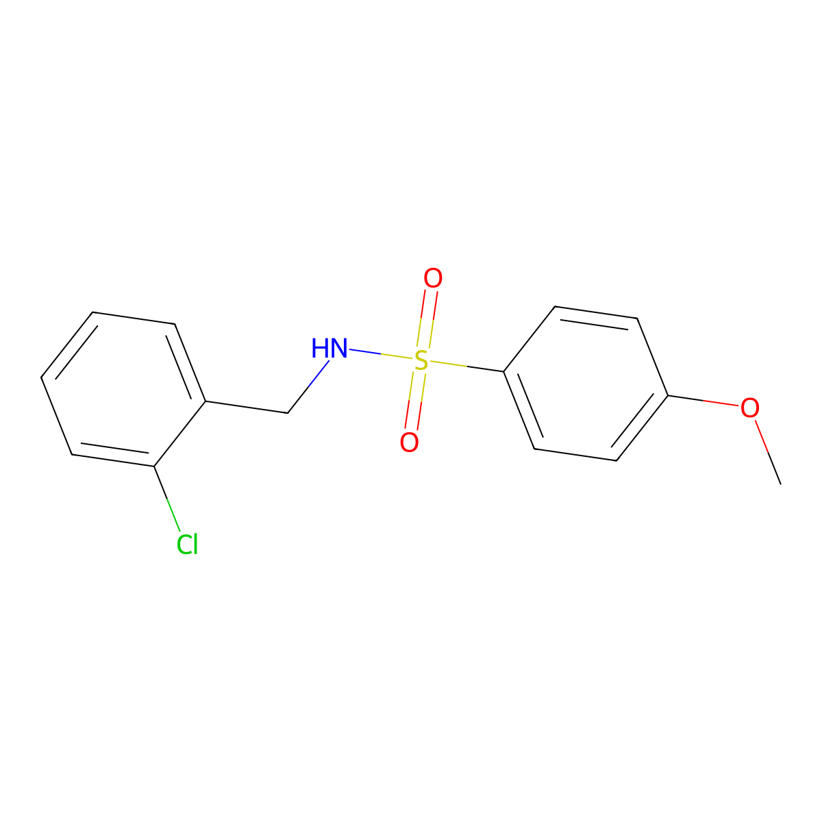 N-(2-chlorobenzyl)-4-methoxybenzenesulfonamide molecular structure, CAS 641996-90-9