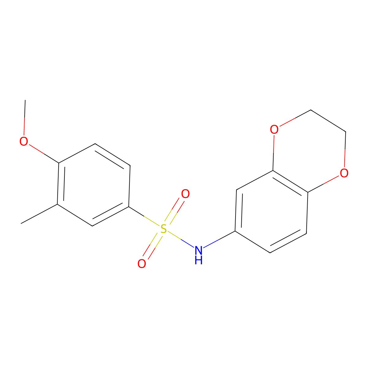 N-(2,3-dihydro-1,4-benzodioxin-6-yl)-4-methoxy-3-methylbenzenesulfonamide molecular structure, CAS 641998-70-1