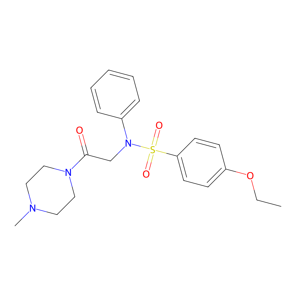 4-ethoxy-N-[2-(4-methylpiperazin-1-yl)-2-oxoethyl]-N-phenylbenzenesulfonamide molecular structure, CAS 641999-28-2