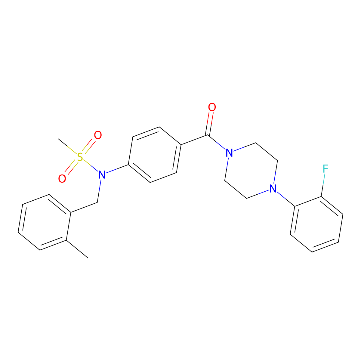 N-[4-[4-(2-fluorophenyl)piperazine-1-carbonyl]phenyl]-N-[(2-methylphenyl)methyl]methanesulfonamide molecular structure, CAS 641999-65-7