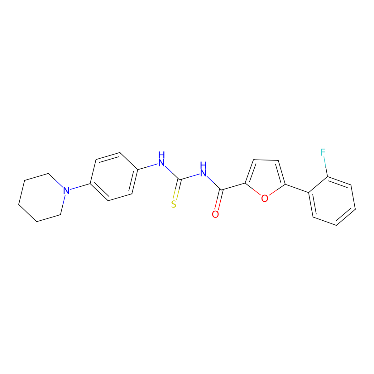 5-(2-fluorophenyl)-N-[(4-piperidin-1-ylphenyl)carbamothioyl]furan-2-carboxamide molecular structure, CAS 641999-83-9