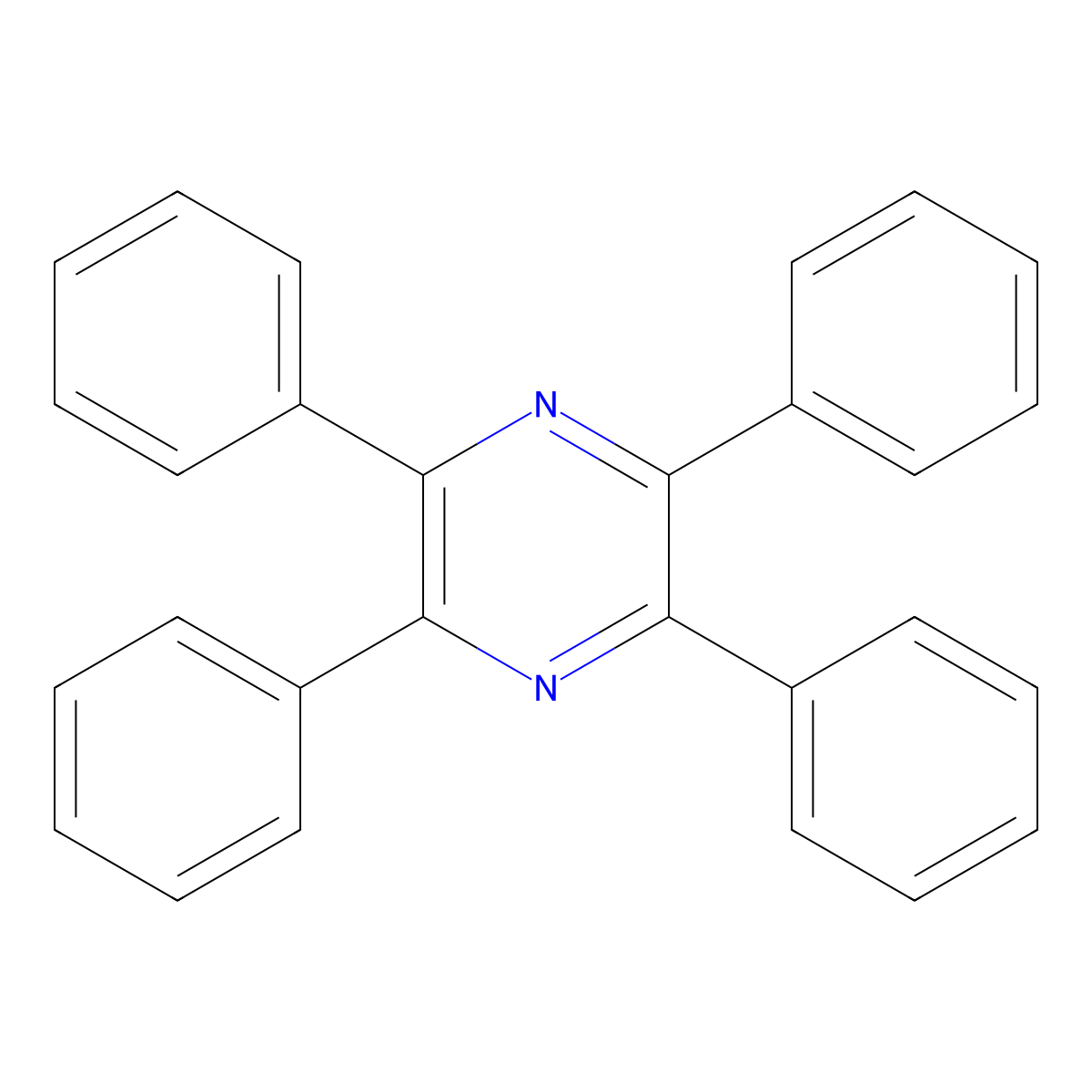2,3,5,6-Tetraphenylpyrazine molecular structure, CAS 642-04-6