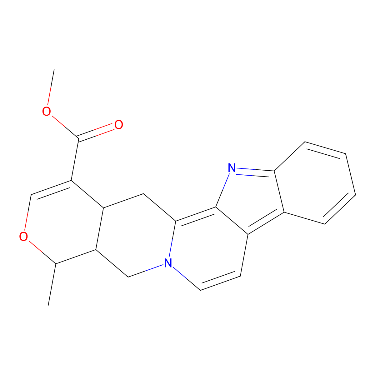 Alstonine molecular structure, CAS 642-18-2
