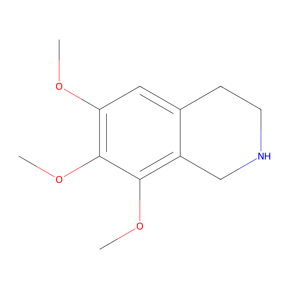 1,2,3,4-Tetrahydro-6,7,8-trimethoxyisoquinoline molecular structure, CAS 642-30-8