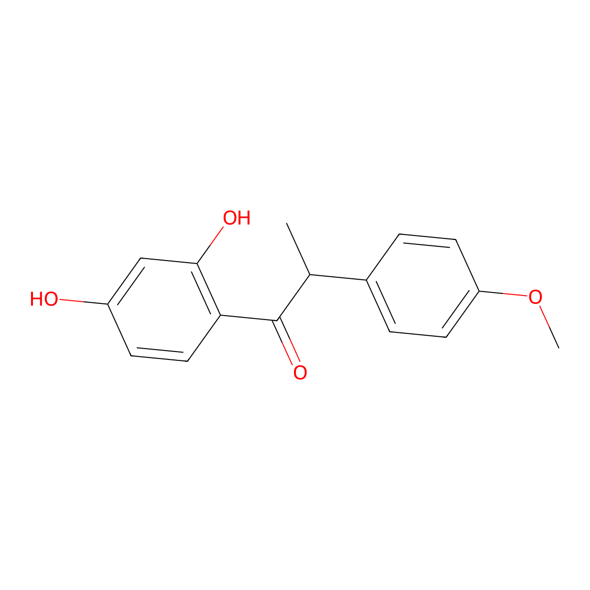 1-Propanone, 1-(2,4-dihydroxyphenyl)-2-(4-methoxyphenyl)- molecular structure, CAS 642-39-7
