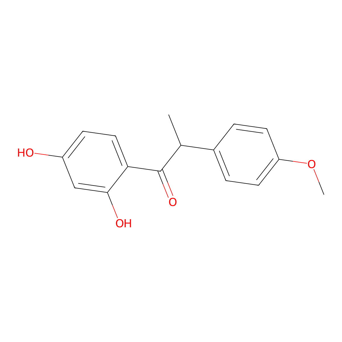 1-Propanone, 1-(2,4-dihydroxyphenyl)-2-(4-methoxyphenyl)- molecular structure, CAS 642-39-7