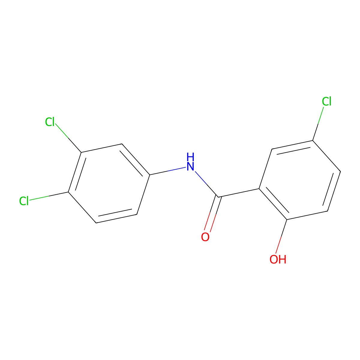 3',4',5-Trichlorosalicylanilide molecular structure, CAS 642-84-2