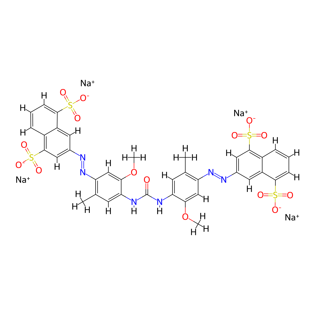 Tetrasodium 3,3'-[carbonylbis[imino(5-methoxy-2-methyl-4,1-phenylene)azo]]bis(naphthalene-1,5-disulphonate) molecular structure, CAS 6420-33-3