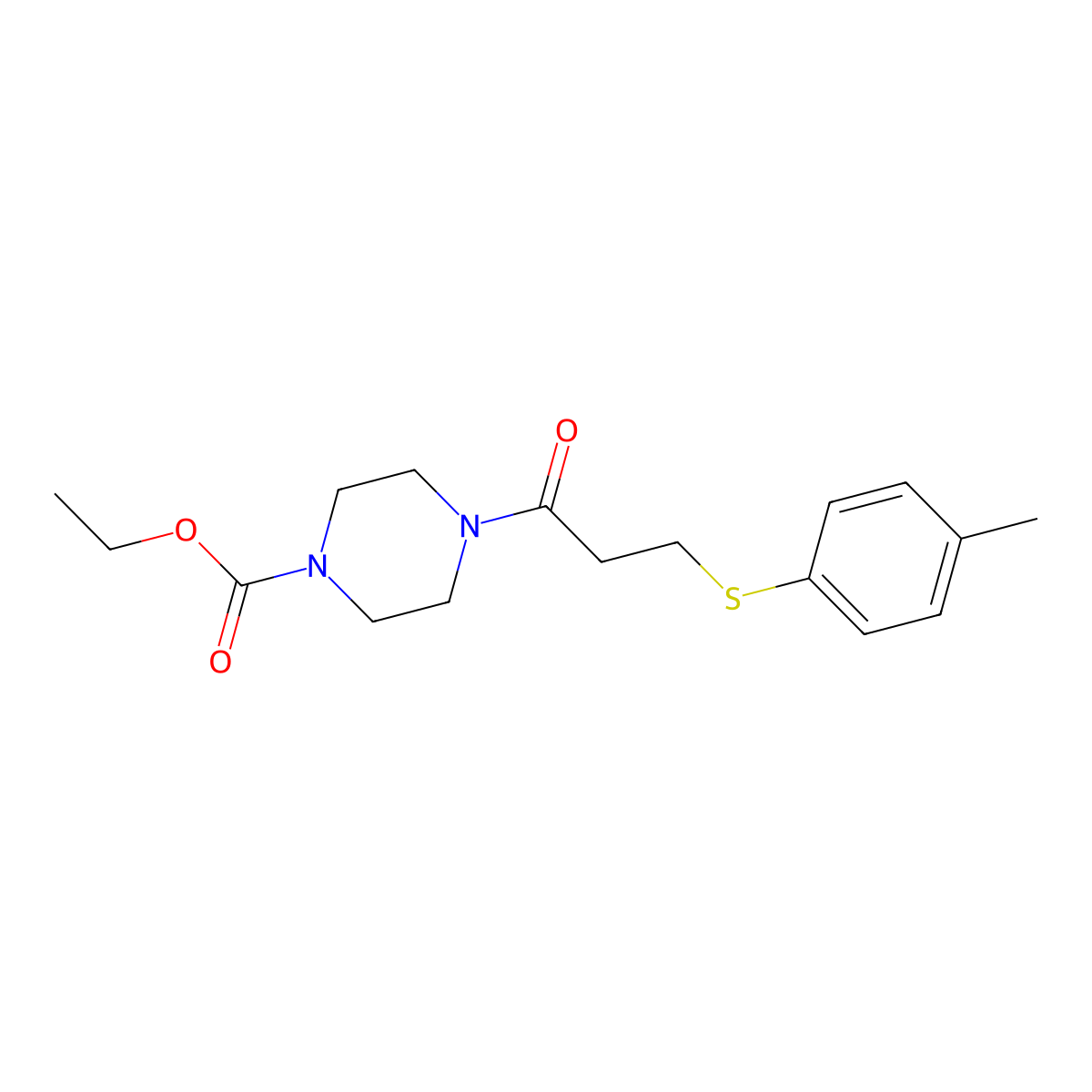 Ethyl 4-{3-[(4-methylphenyl)sulfanyl]propanoyl}piperazine-1-carboxylate molecular structure, CAS 642000-12-2