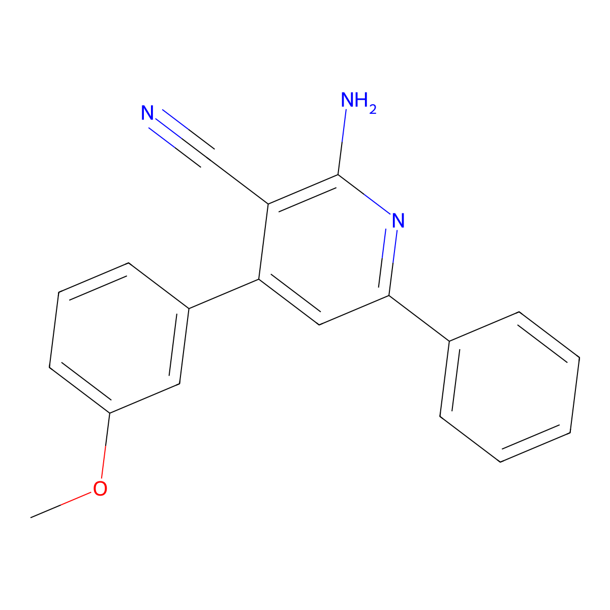 2-Amino-4-(3-methoxyphenyl)-6-phenylnicotinonitrile molecular structure, CAS 642016-80-6