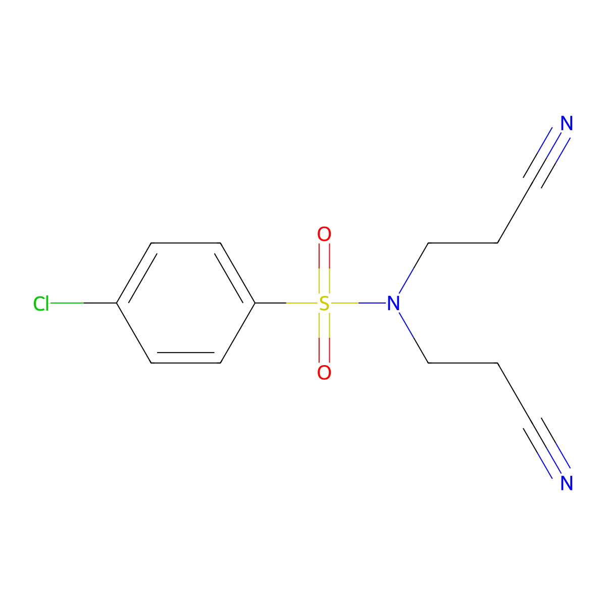 4-chloro-N,N-bis(2-cyanoethyl)benzenesulfonamide molecular structure, CAS 64202-88-6