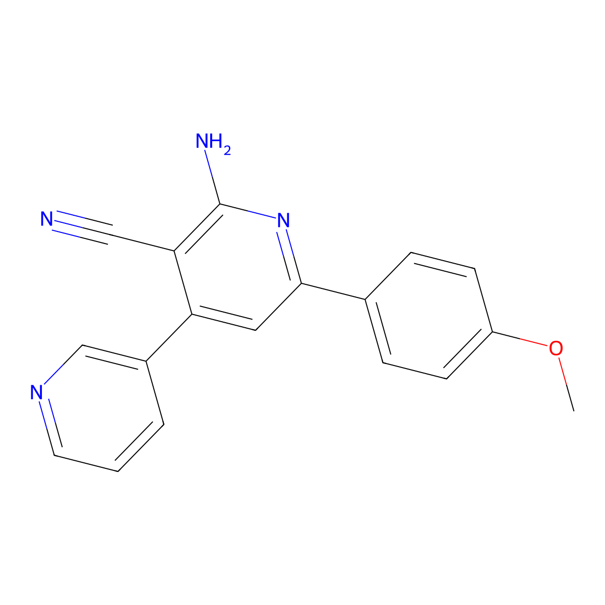 2-Amino-6-(4-methoxyphenyl)-4-pyridin-3-ylpyridine-3-carbonitrile molecular structure, CAS 642028-24-8