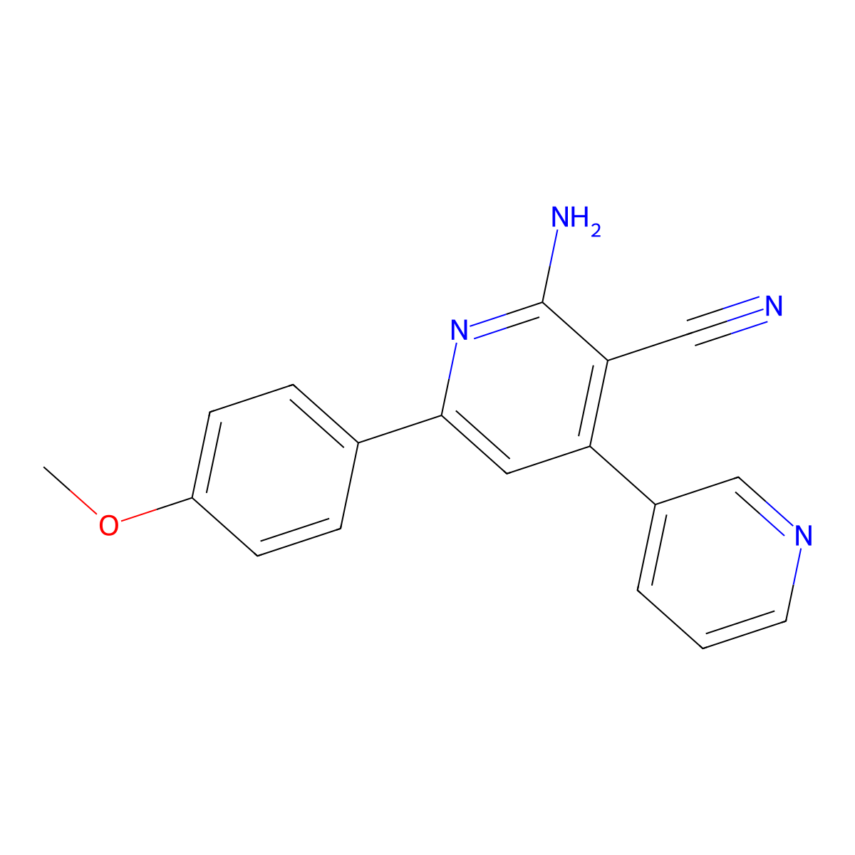 2-Amino-6-(4-methoxyphenyl)-4-pyridin-3-ylpyridine-3-carbonitrile molecular structure, CAS 642028-24-8