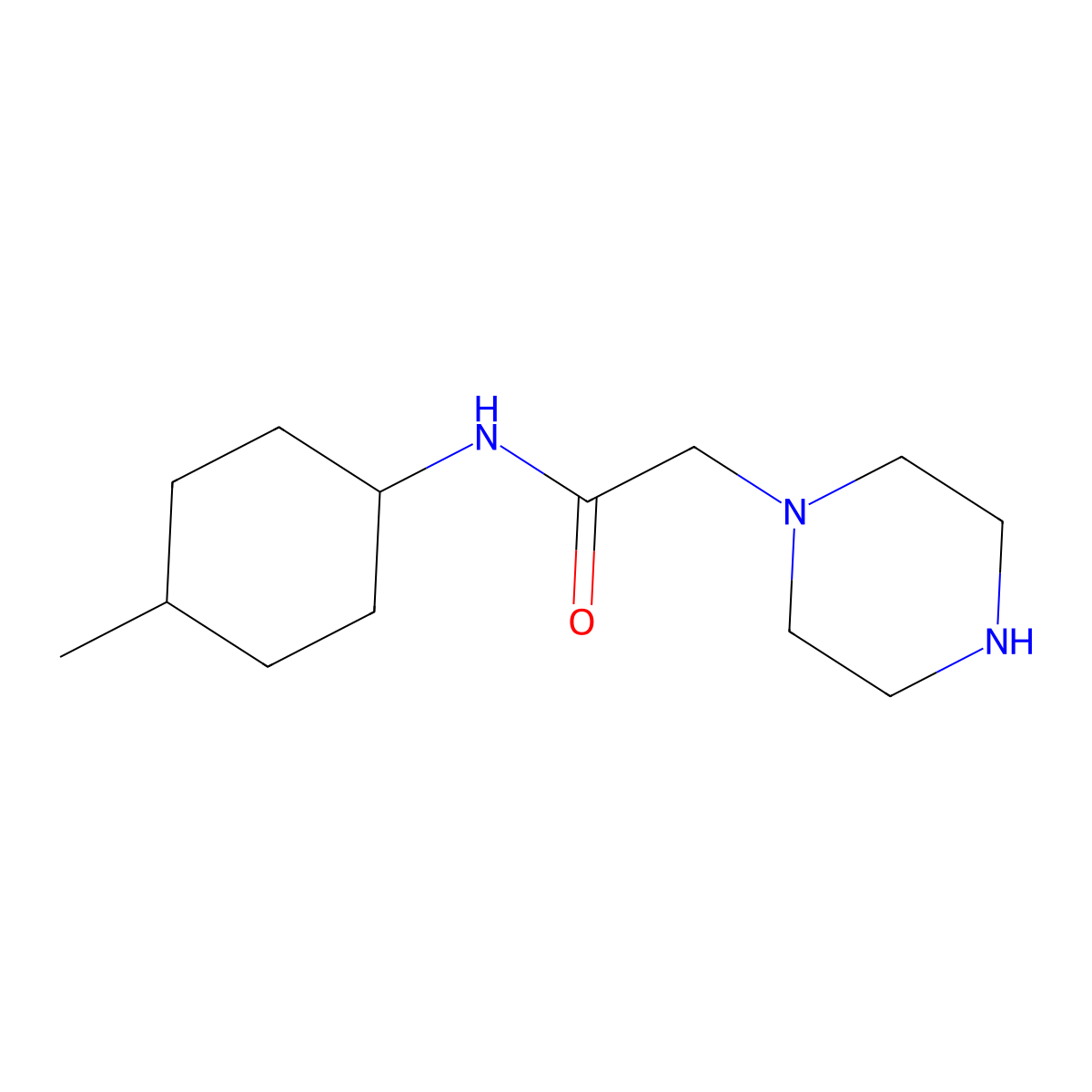 N-(4-methylcyclohexyl)-2-(piperazin-1-yl)acetamide molecular structure, CAS 64204-56-4