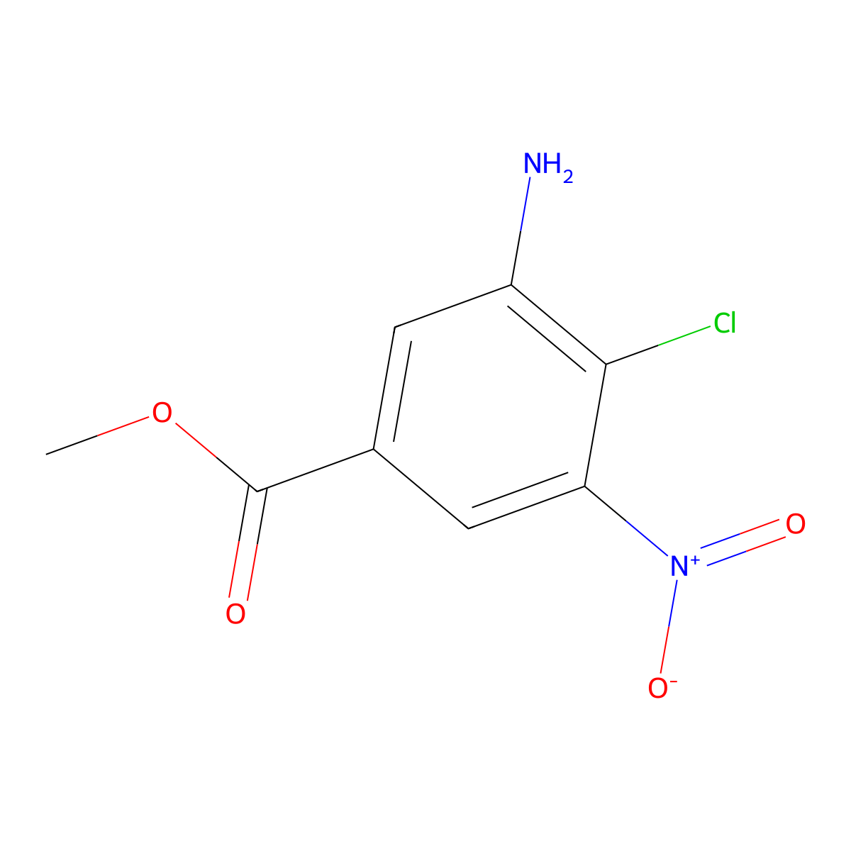 Methyl 3-amino-4-chloro-5-nitrobenzoate molecular structure, CAS 642068-72-2