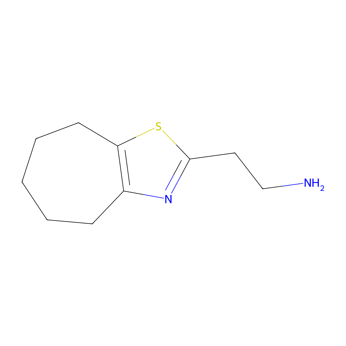 2-{4H,5H,6H,7H,8H-cyclohepta[d][1,3]thiazol-2-yl}ethan-1-amine molecular structure, CAS 642078-28-2