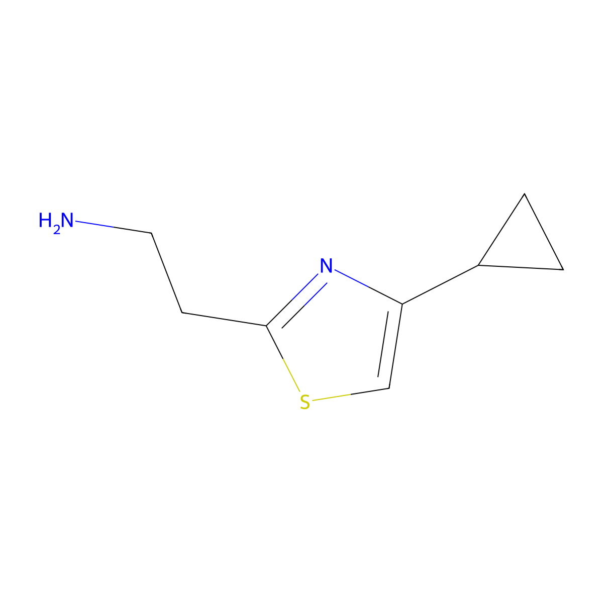 2-(4-Cyclopropyl-1,3-thiazol-2-yl)ethan-1-amine molecular structure, CAS 642081-24-1
