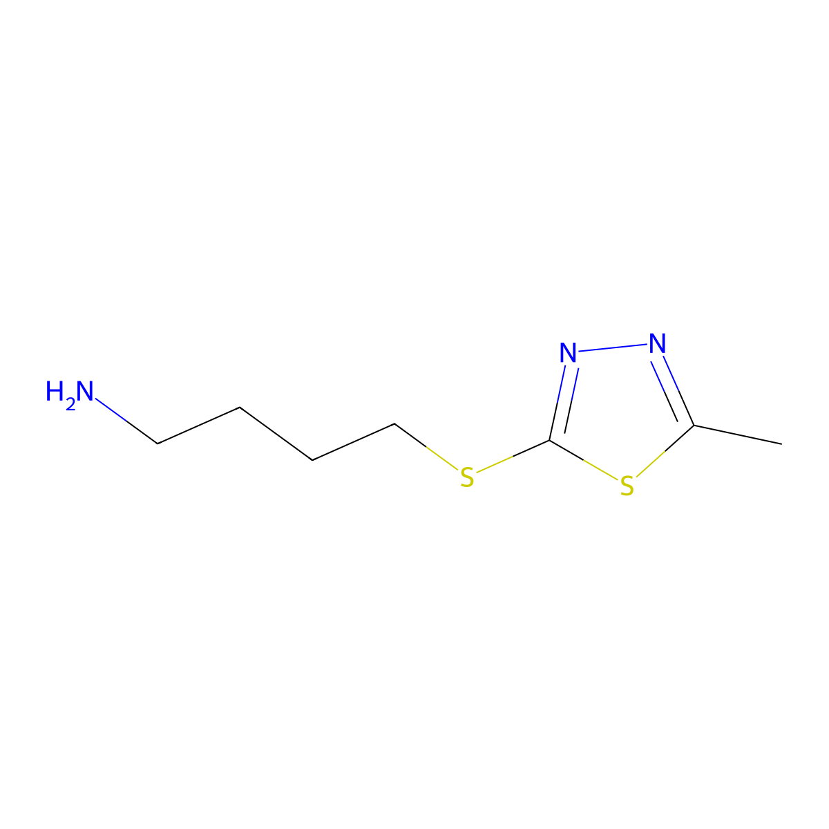 4-((5-Methyl-1,3,4-thiadiazol-2-yl)thio)butan-1-amine molecular structure, CAS 642092-86-2