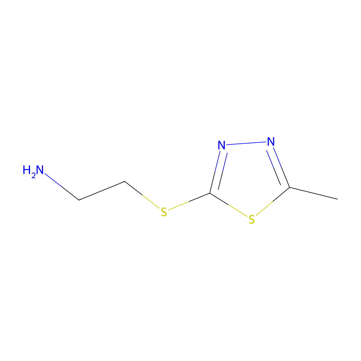 2-((5-Methyl-1,3,4-thiadiazol-2-yl)thio)ethanamine molecular structure, CAS 642092-87-3