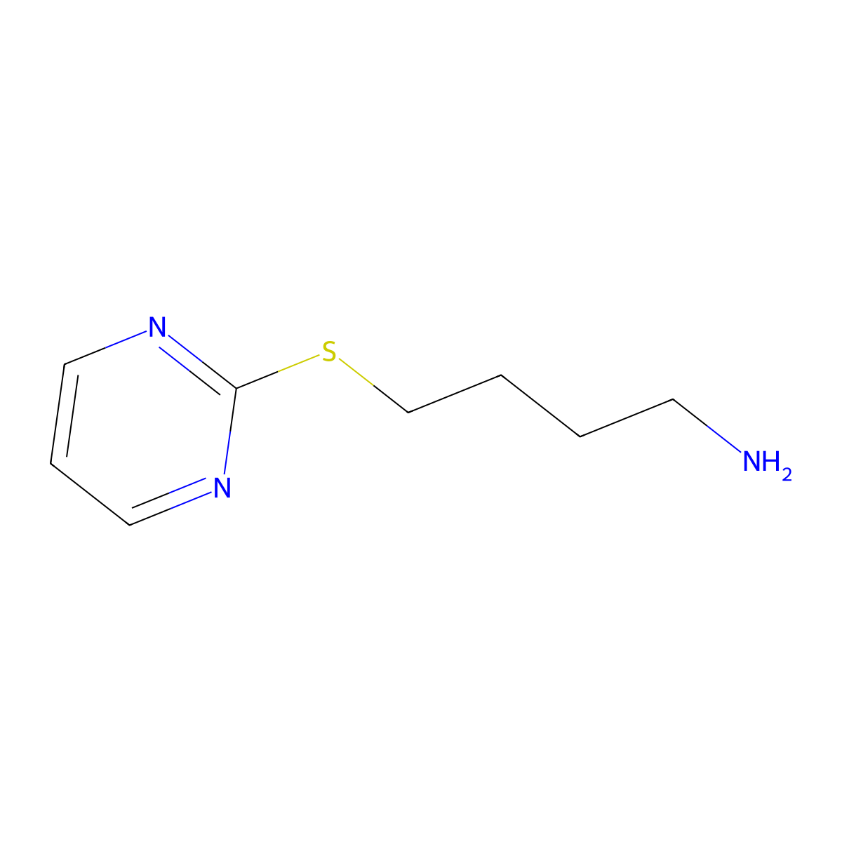4-(Pyrimidin-2-ylsulfanyl)butan-1-amine molecular structure, CAS 642092-89-5