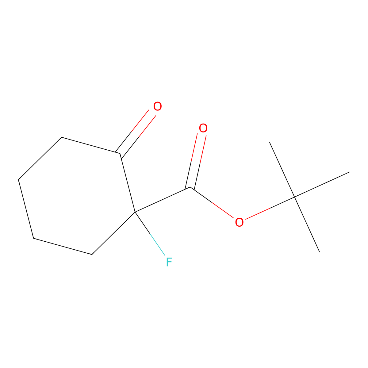 Tert-butyl 1-fluoro-2-oxocyclohexane-1-carboxylate molecular structure, CAS 642098-18-8
