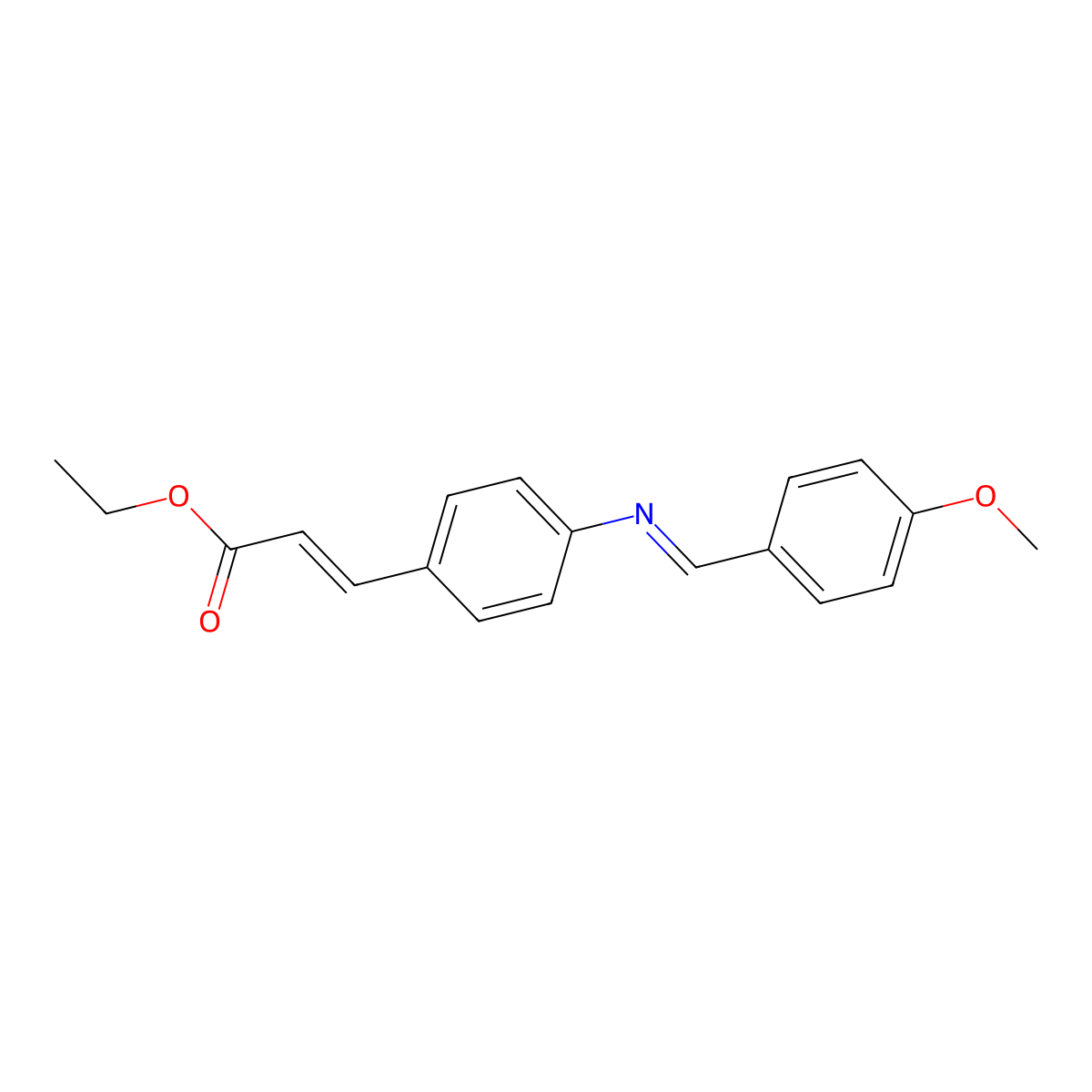 2-Propenoic acid, 3-(4-(((4-methoxyphenyl)methylene)amino)phenyl)-, ethyl ester molecular structure, CAS 6421-30-3