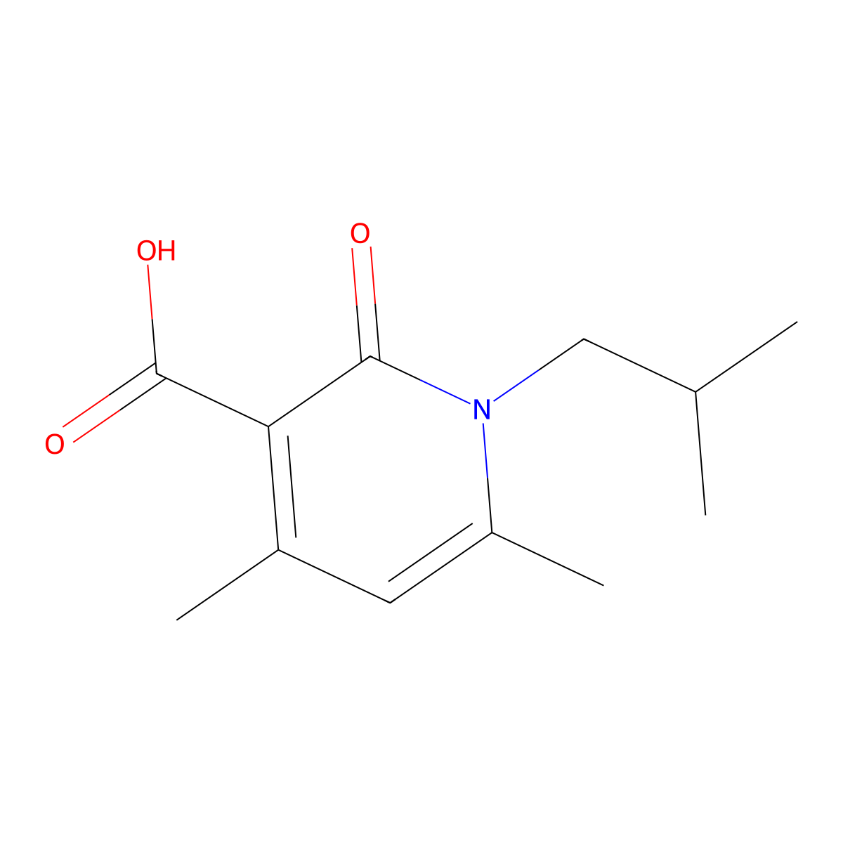 4,6-Dimethyl-1-(2-methylpropyl)-2-oxo-1,2-dihydropyridine-3-carboxylic acid molecular structure, CAS 64215-27-6