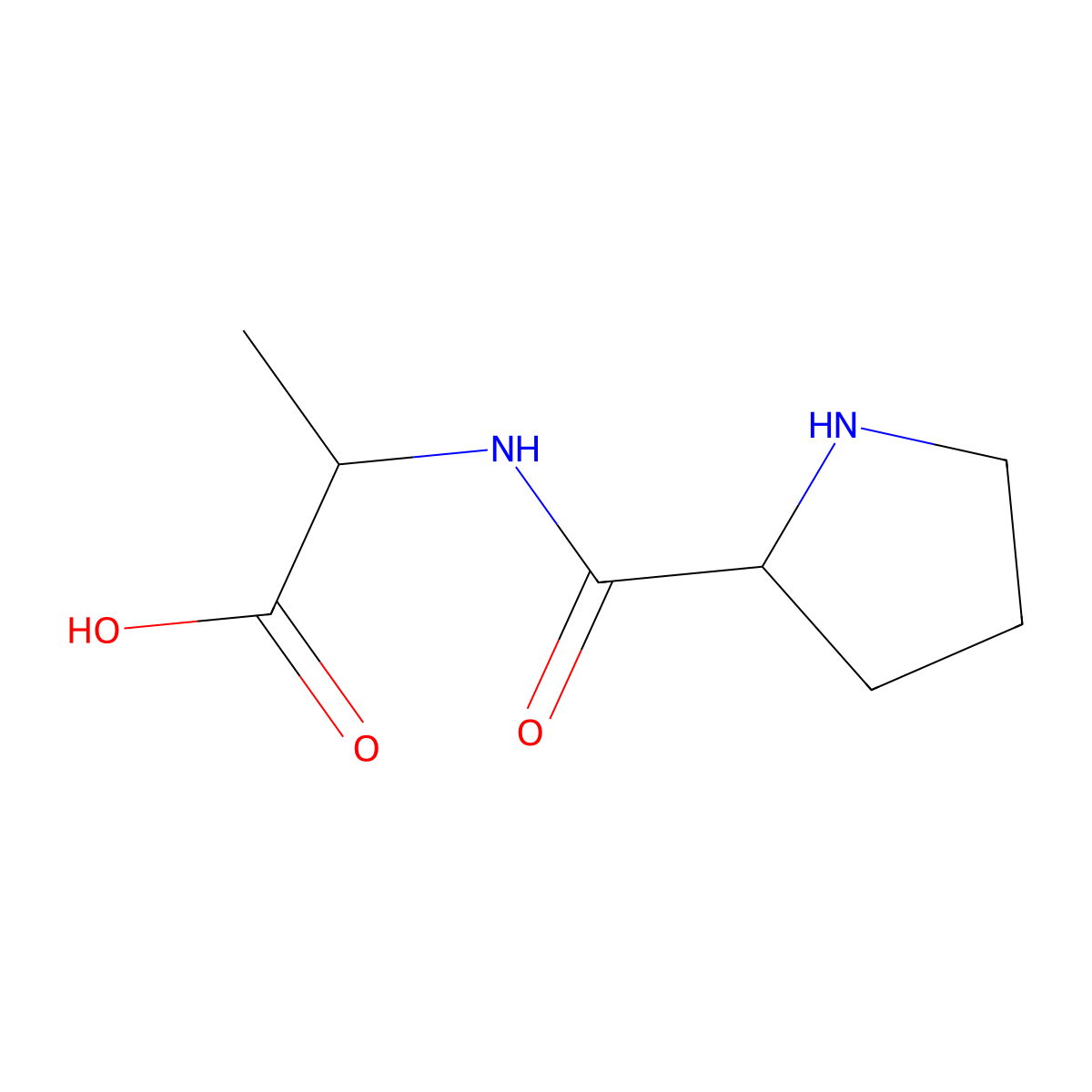 L-Prolyl-L-alanine molecular structure, CAS 6422-36-2