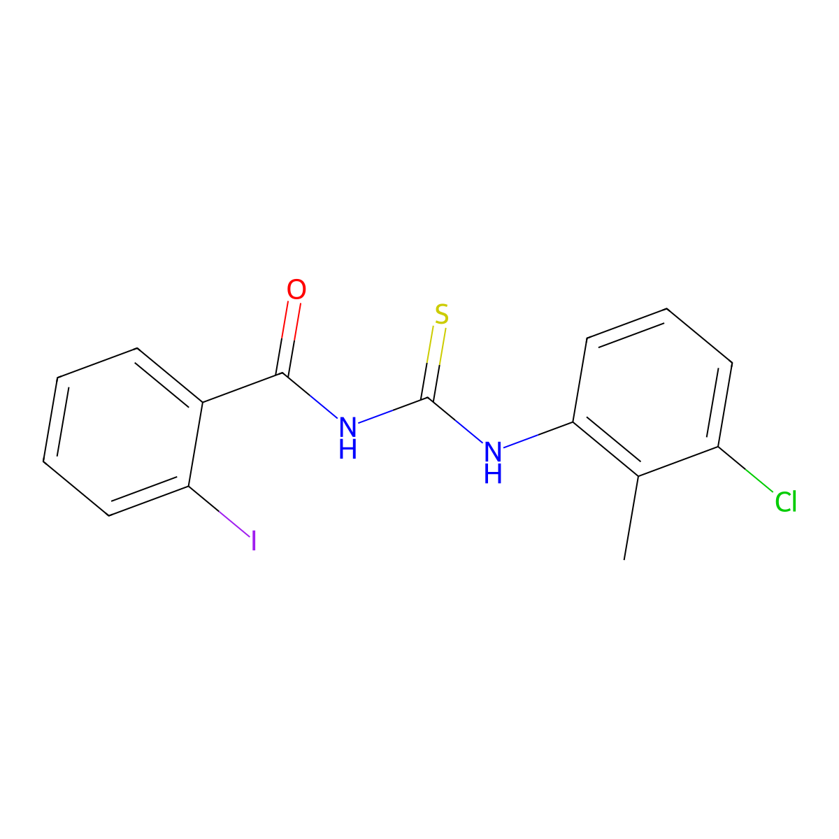 N-[(3-chloro-2-methylphenyl)carbamothioyl]-2-iodobenzamide molecular structure, CAS 6422-48-6