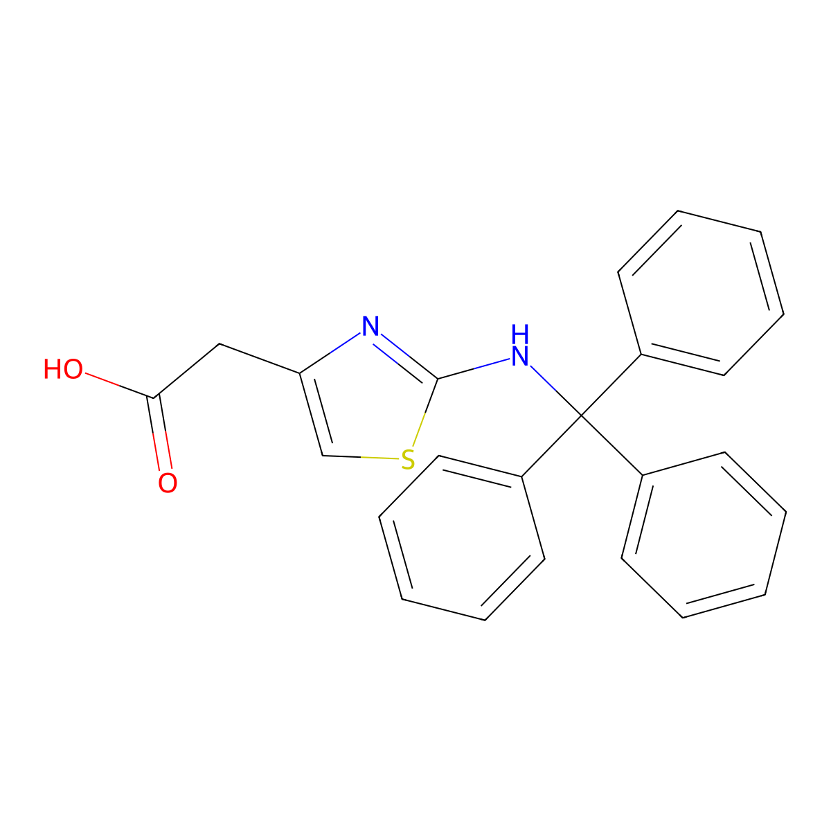 {2-[(Triphenylmethyl)amino]-1,3-thiazol-4-yl}acetic acid molecular structure, CAS 64220-26-4