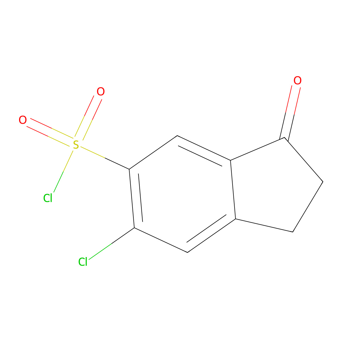 6-chloro-3-oxo-2,3-dihydro-1H-indene-5-sulfonyl chloride molecular structure, CAS 64220-32-2