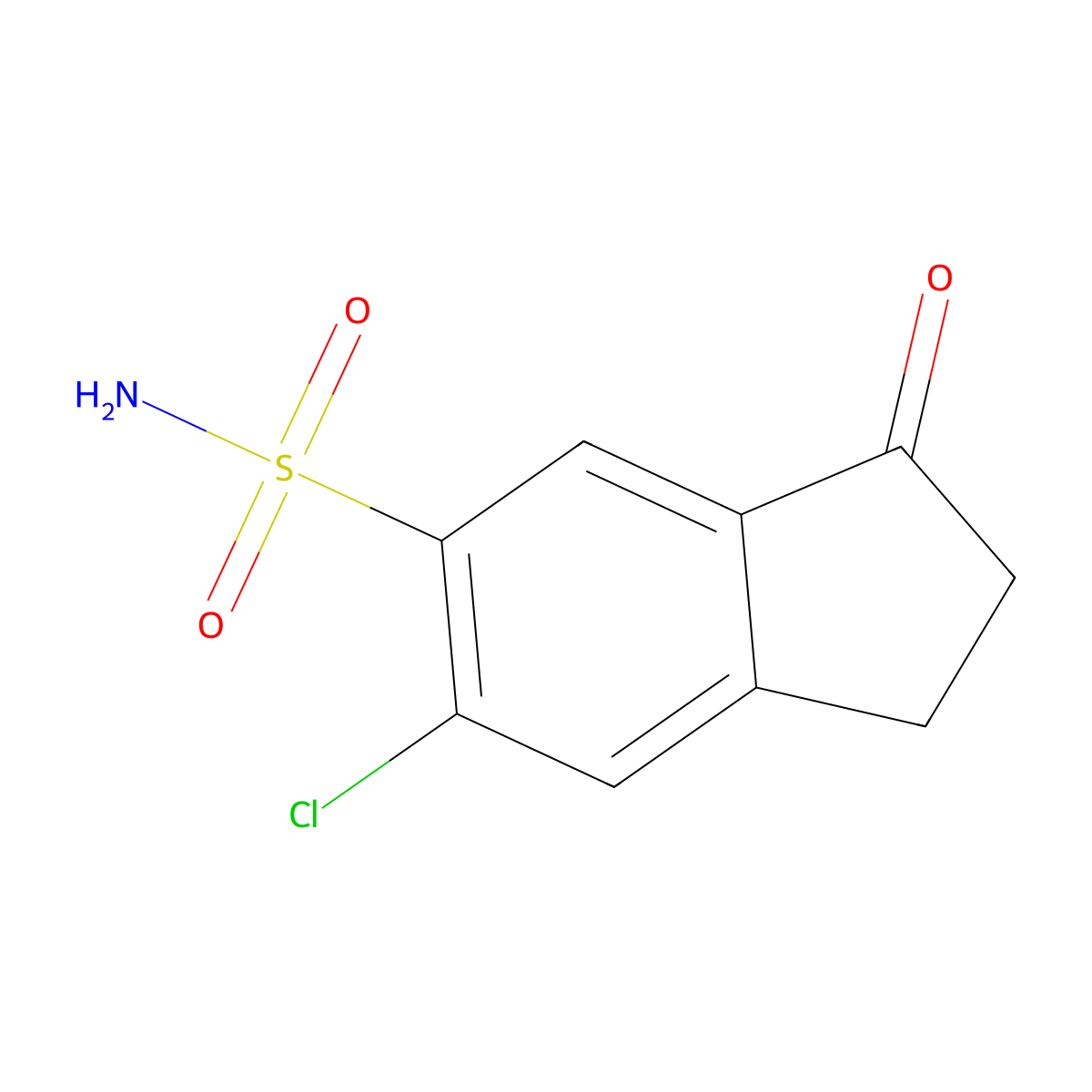 6-chloro-3-oxo-2,3-dihydro-1H-indene-5-sulfonamide molecular structure, CAS 64220-33-3