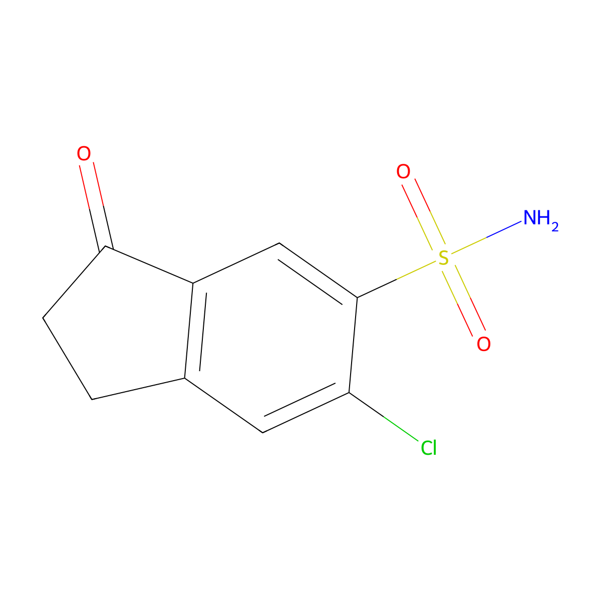 6-chloro-3-oxo-2,3-dihydro-1H-indene-5-sulfonamide molecular structure, CAS 64220-33-3