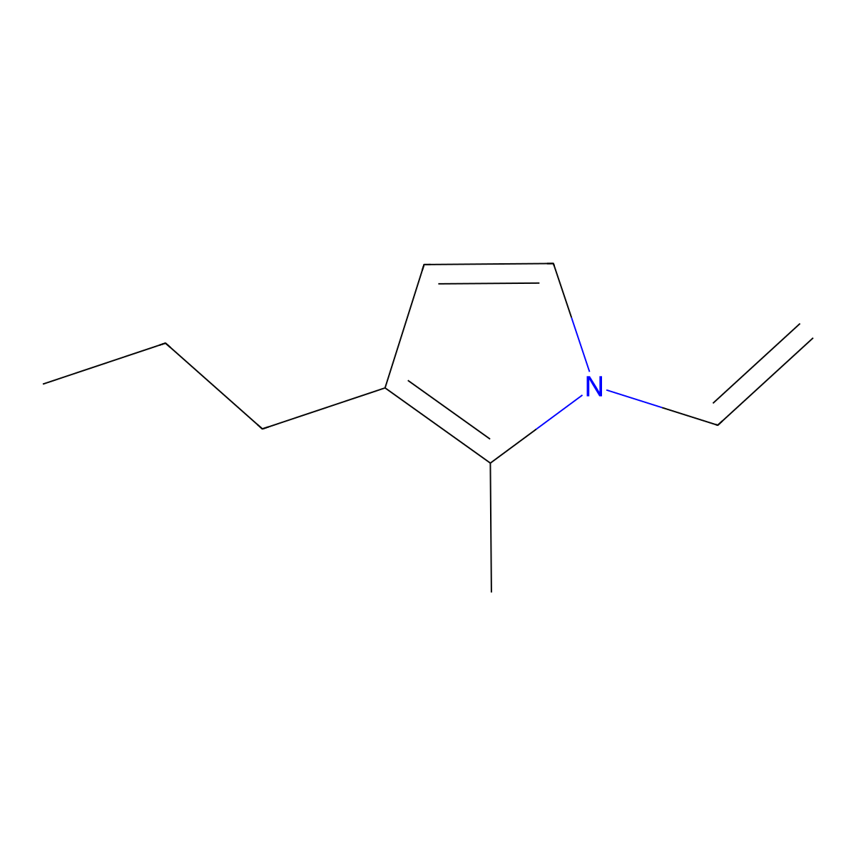 1H-Pyrrole, 1-ethenyl-2-methyl-3-propyl- molecular structure, CAS 64222-35-1