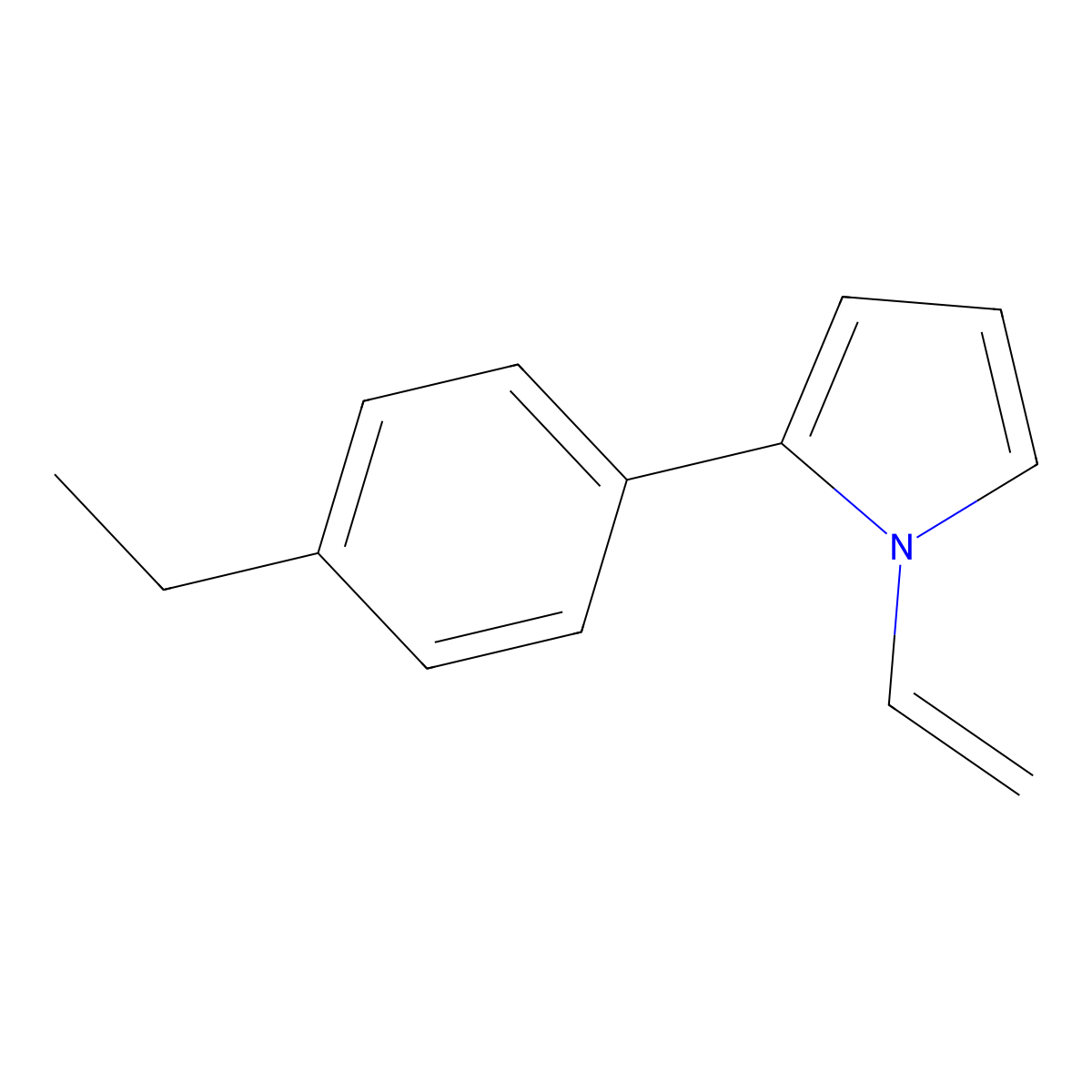1H-Pyrrole, 1-ethenyl-2-(4-ethylphenyl)- molecular structure, CAS 64222-38-4