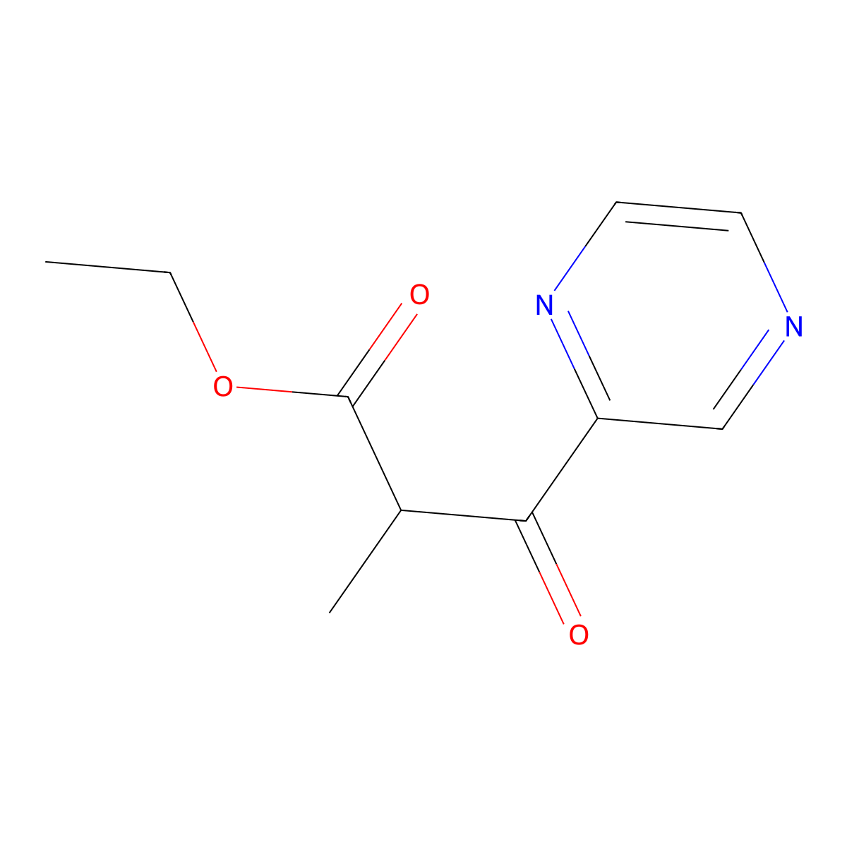 Ethyl alpha-methyl-beta-oxopyrazinepropionate molecular structure, CAS 64223-90-1