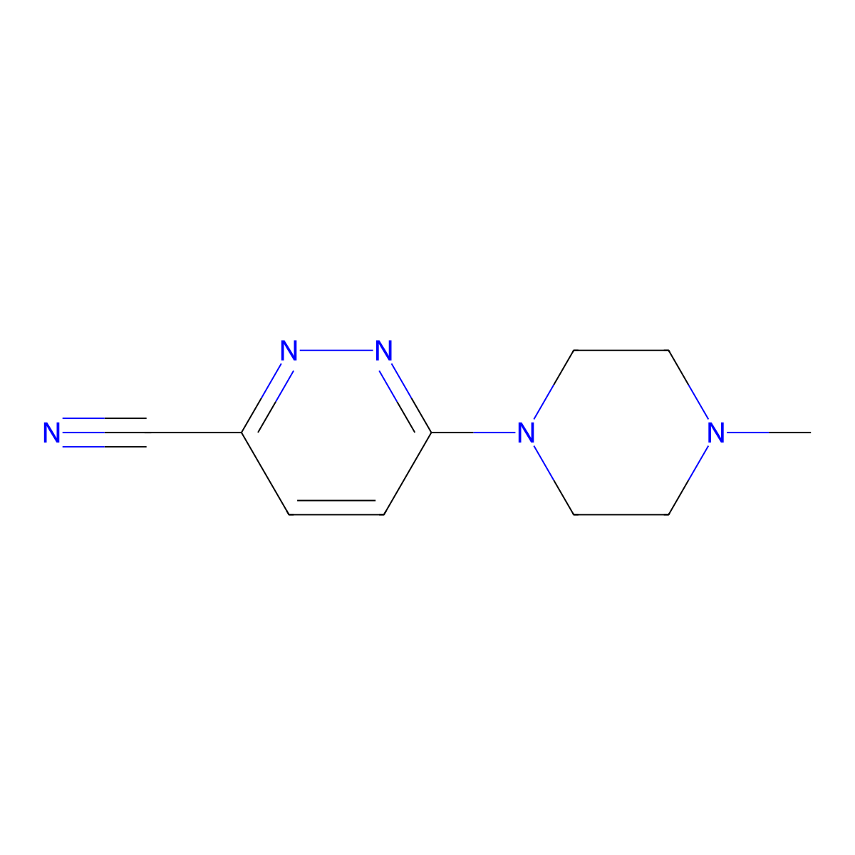 3-Cyano-6-(4-methylpiperazin-1-yl)pyridazine molecular structure, CAS 64224-54-0
