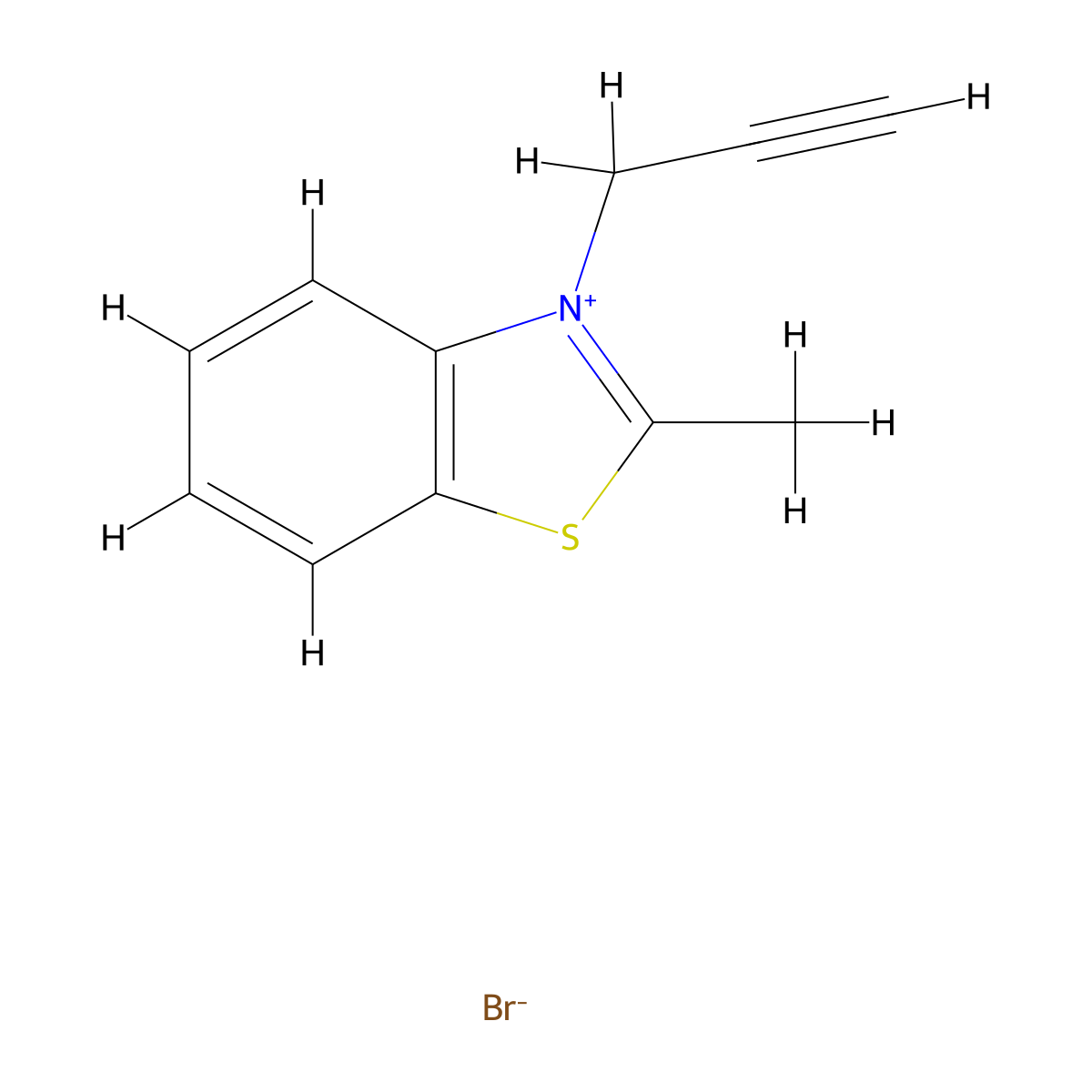 Benzothiazolium, 2-methyl-3-(2-propyn-1-yl)-, bromide (1:1) molecular structure, CAS 64225-37-2