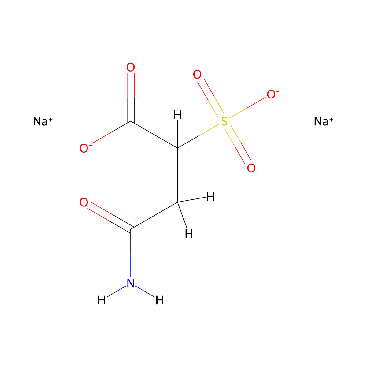 Butanoic acid, 4-amino-4-oxo-2-sulfo-, sodium salt (1:2) molecular structure, CAS 64226-51-3