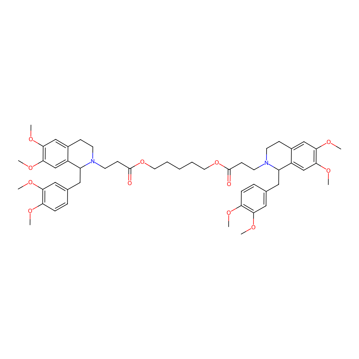 1,5-pentanediyl bis[1-[(3,4-dimethoxyphenyl)methyl]-3,4-dihydro-6,7-dimethoxy-1H-isoquinoline-2-propionate] molecular structure, CAS 64228-77-9