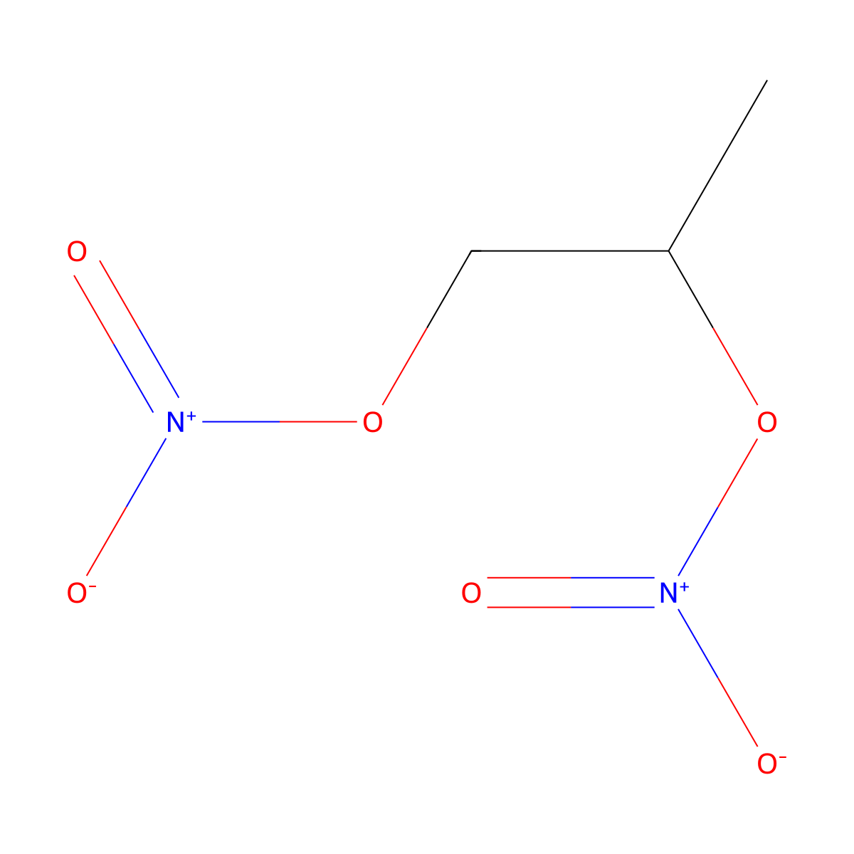 Propylene glycol dinitrate molecular structure, CAS 6423-43-4