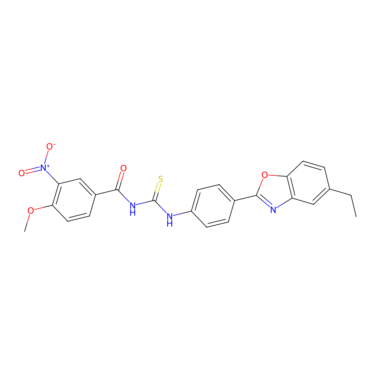 N-[[4-(5-ethyl-1,3-benzoxazol-2-yl)phenyl]carbamothioyl]-4-methoxy-3-nitrobenzamide molecular structure, CAS 6423-51-4