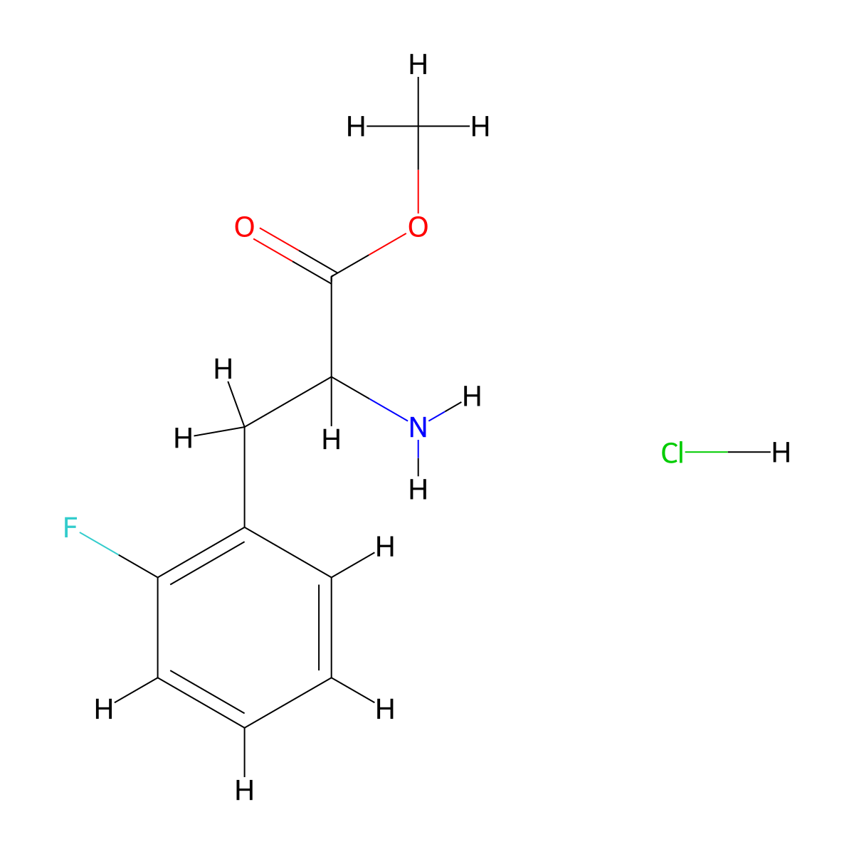 Methyl 2-amino-3-(2-fluorophenyl)propanoate HCl molecular structure, CAS 64230-71-3