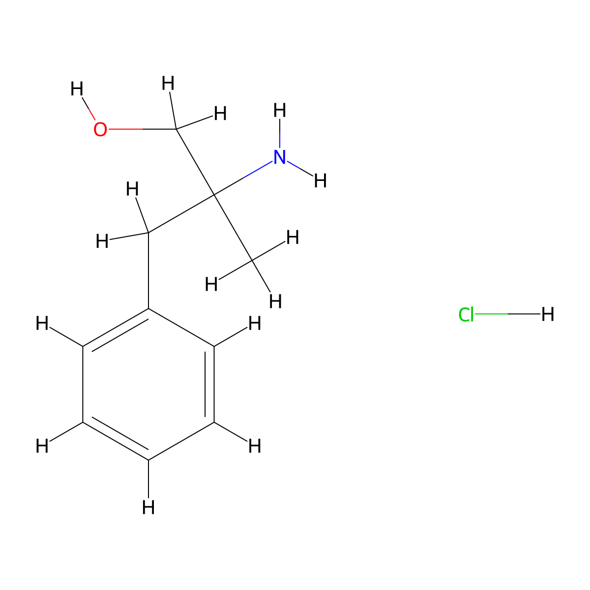 2-Amino-2-methyl-3-phenylpropan-1-ol--hydrogen chloride (1/1) molecular structure, CAS 64230-72-4