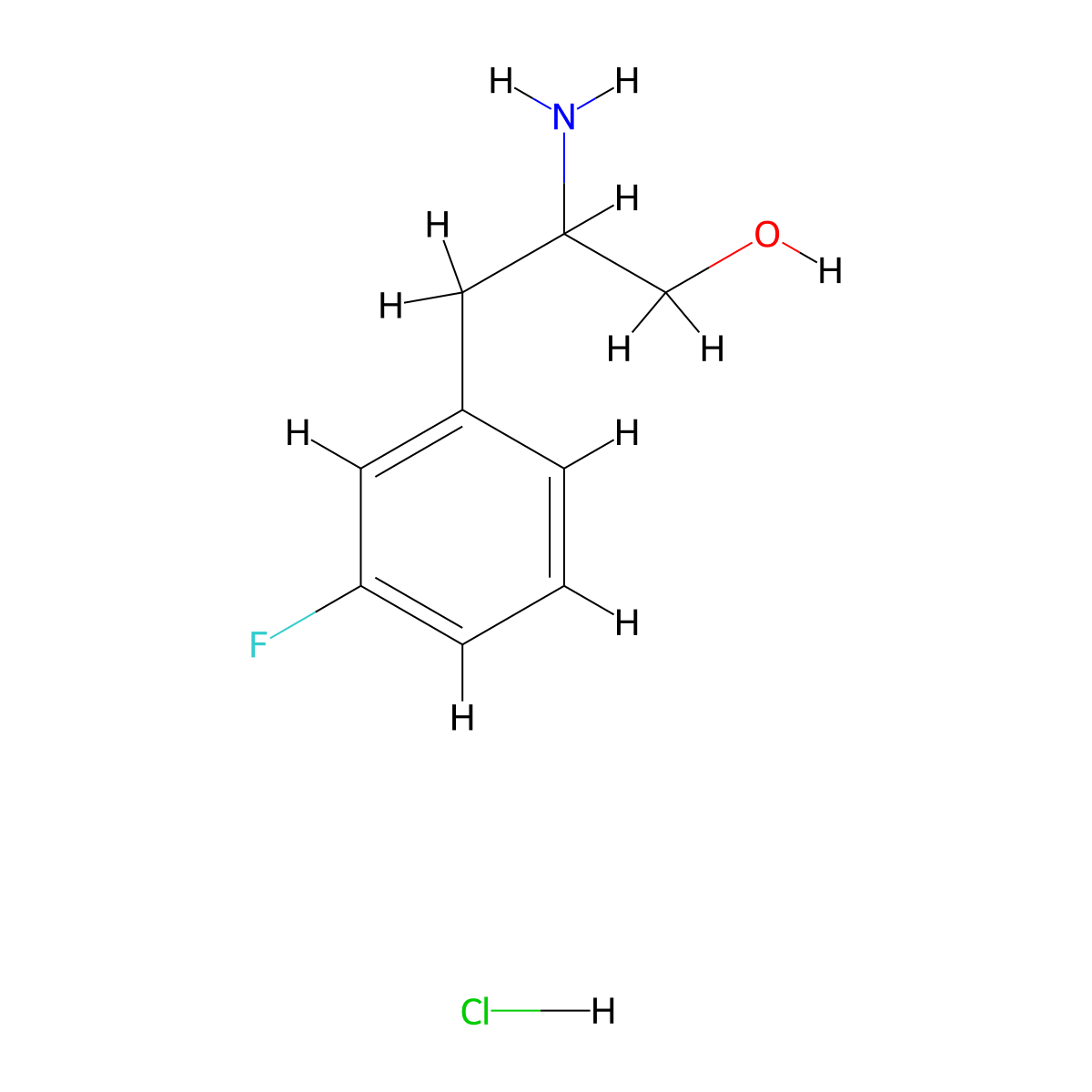 2-Amino-3-(3-fluorophenyl)propan-1-ol--hydrogen chloride (1/1) molecular structure, CAS 64230-77-9
