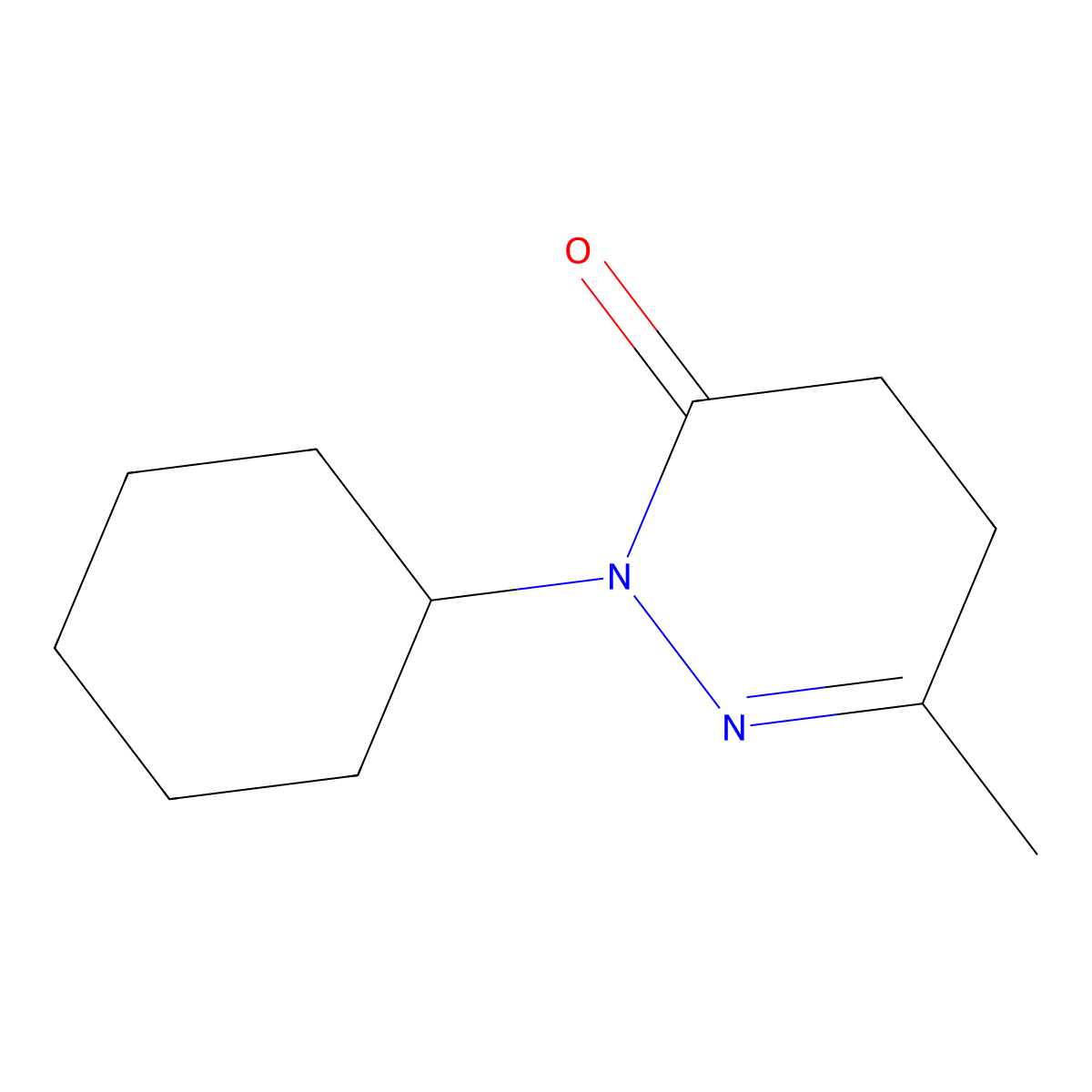 2-Cyclohexyl-6-methyl-4,5-dihydropyridazin-3(2H)-one molecular structure, CAS 64233-10-9