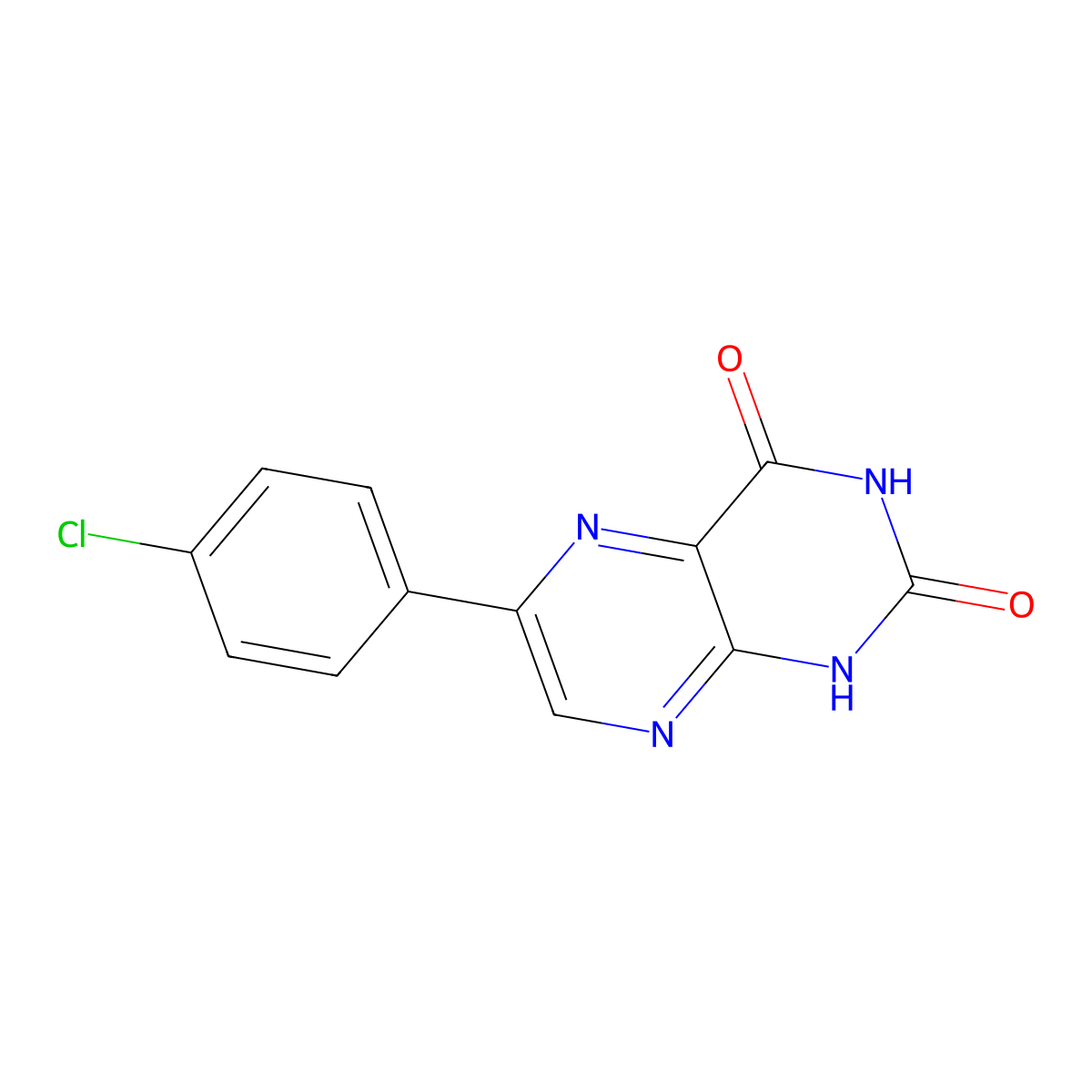 6-(4-chlorophenyl)-2,4(1H,3H)-pteridinedione molecular structure, CAS 64233-23-4