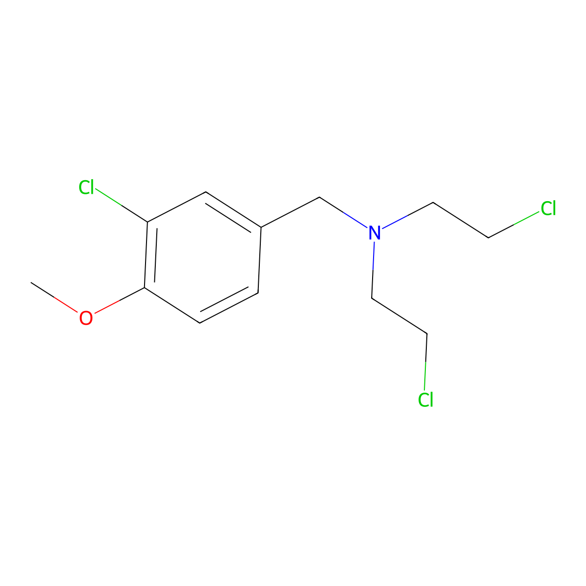 Benzenemethanamine, 3-chloro-N,N-bis(2-chloroethyl)-4-methoxy- molecular structure, CAS 64236-10-8