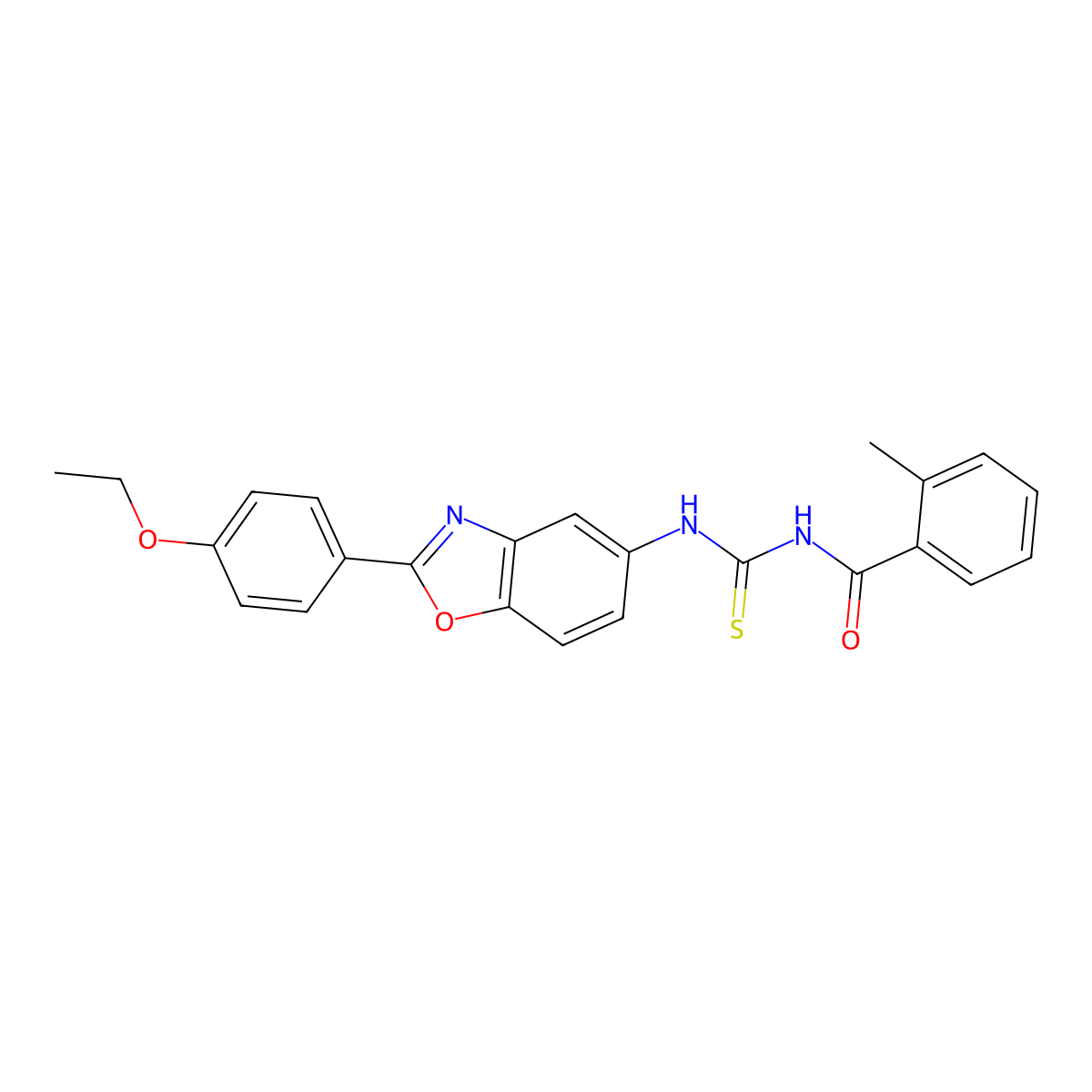 N-{[2-(4-ethoxyphenyl)-1,3-benzoxazol-5-yl]carbamothioyl}-2-methylbenzamide molecular structure, CAS 6424-06-2