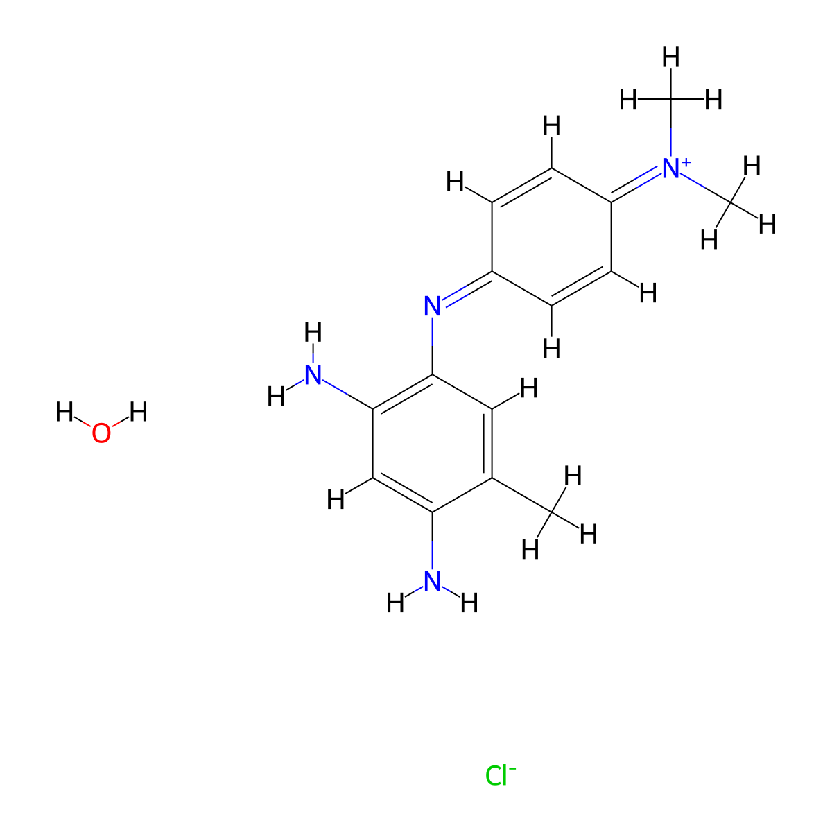Ammonium, (4-((4,6-diamino-m-tolyl)imino)-2,5-cyclohexadien-1-ylidene)dimethyl-, chloride, monohydrate molecular structure, CAS 6424-34-6